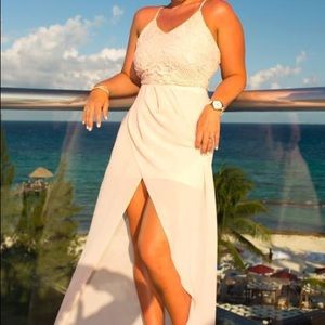 Blush Pink Lace/Sheer Dress